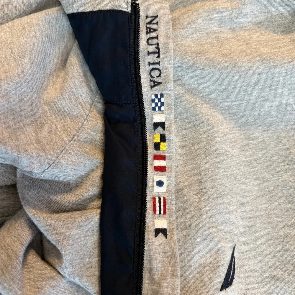 Vintage Nautica‎ Men’s Large Reversible Windbreaker Bomber Jacket Navy Heathered
